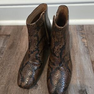 Clarks Textured Snake Brown Ankle Booties